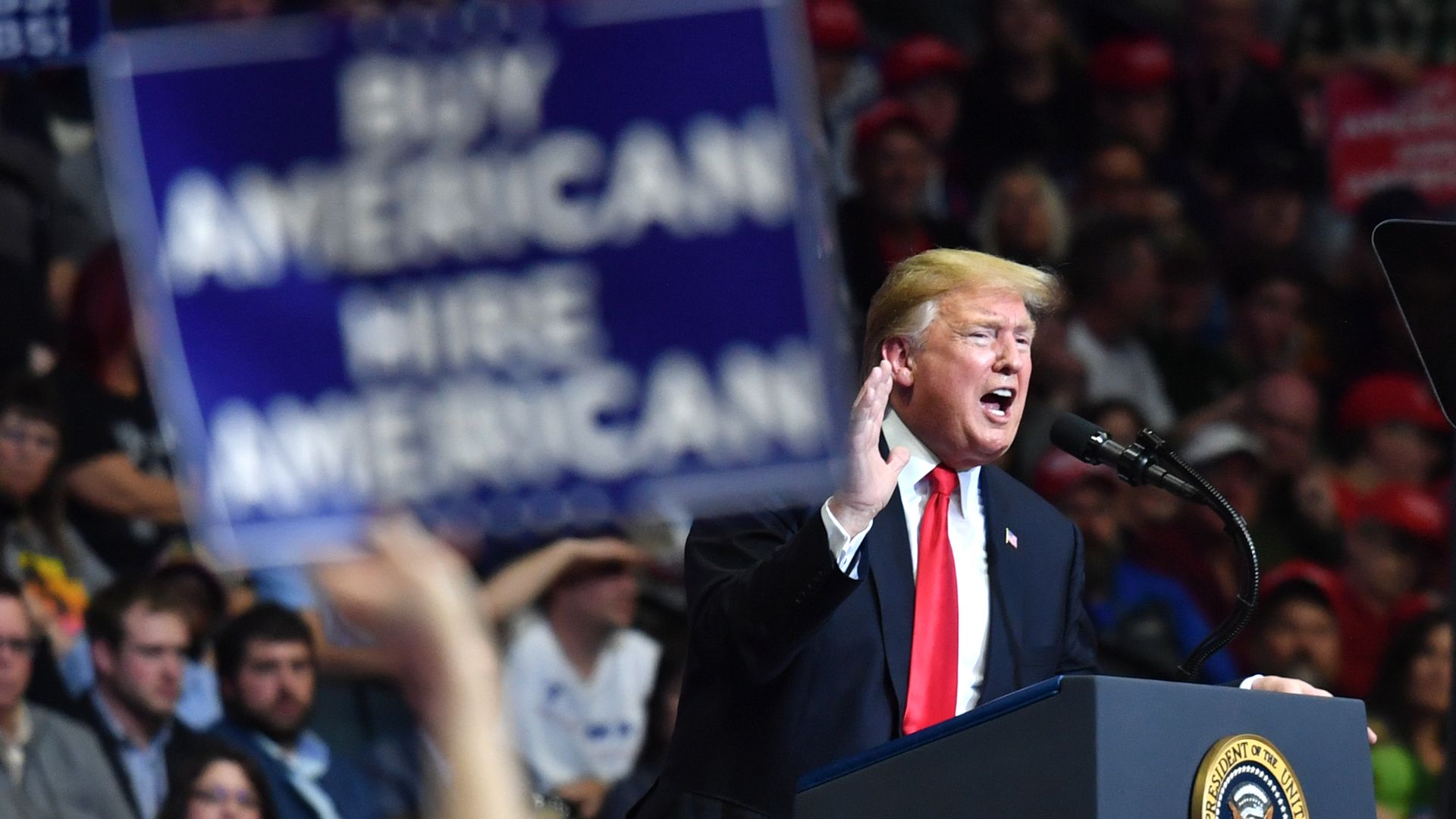 President Trump at a rally in Grand Rapids, Michigan Thursday.