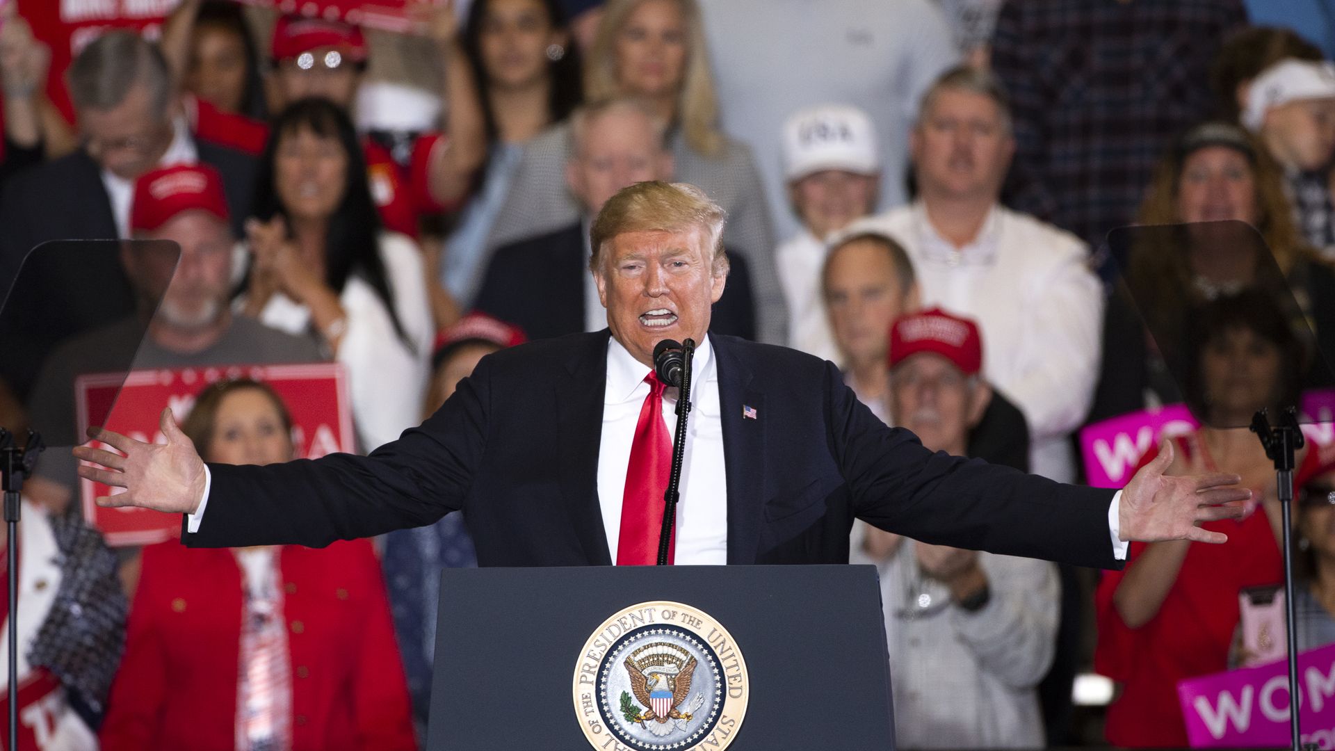 Trump speaking at a rally in Florida