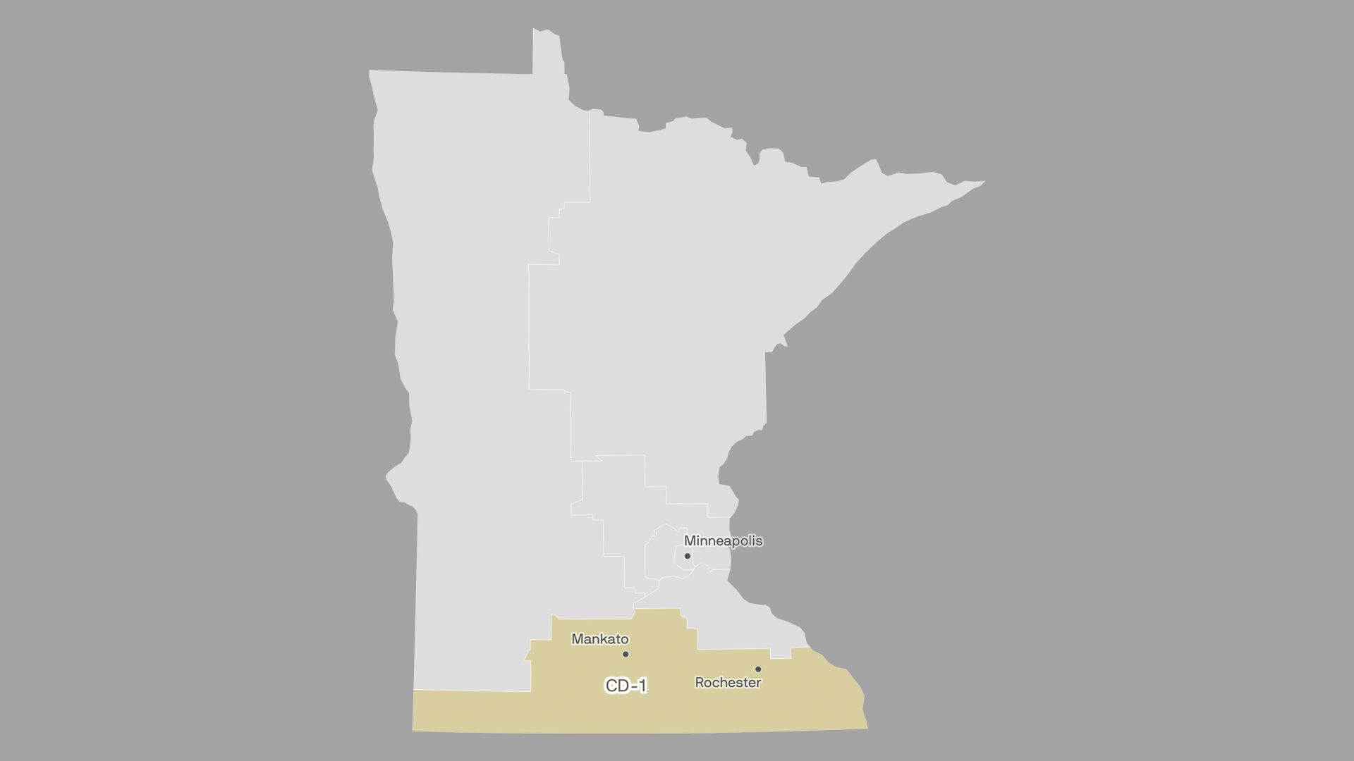 minnesota map with first congressional district shown