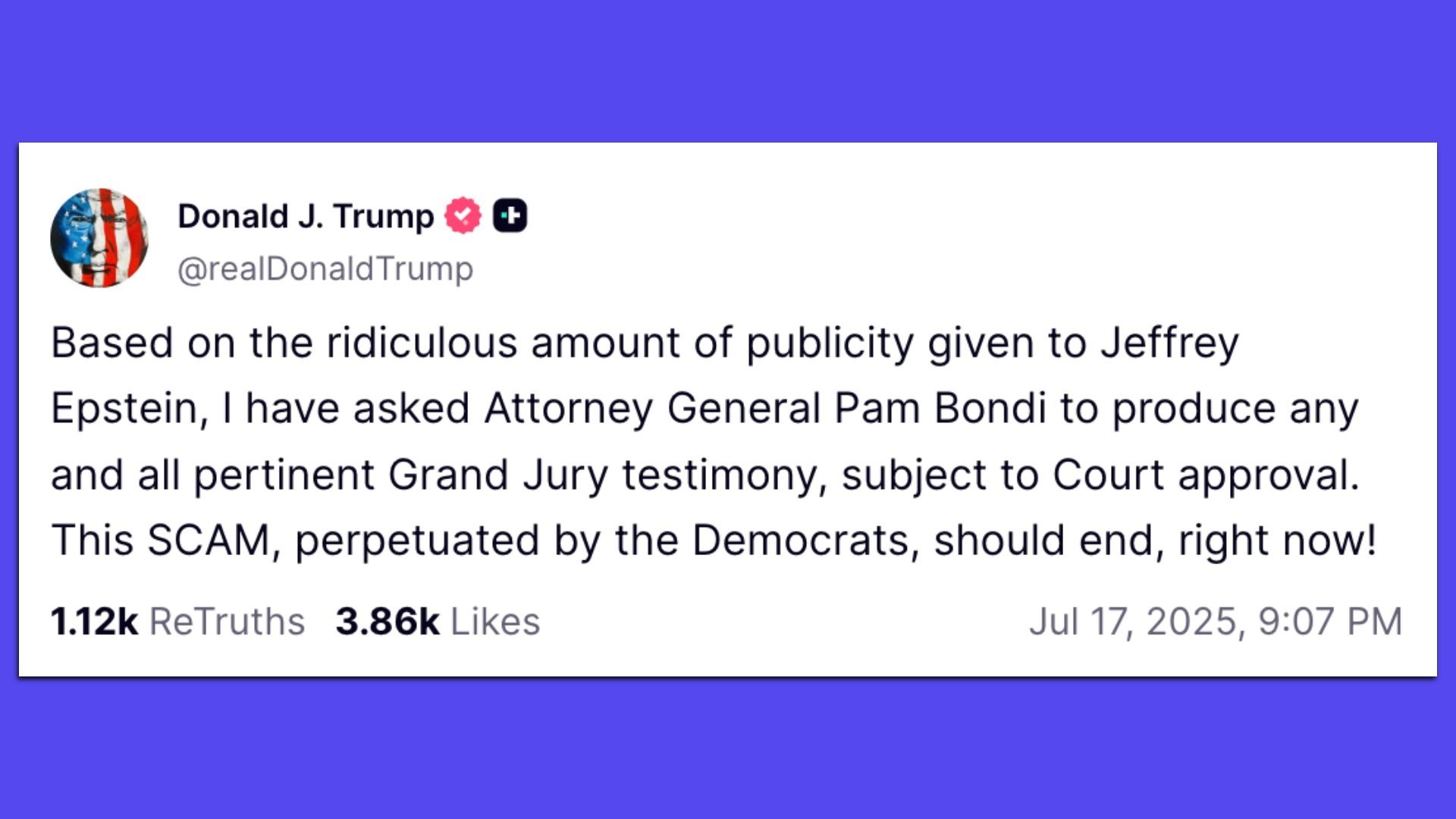 Trump Truth Social post