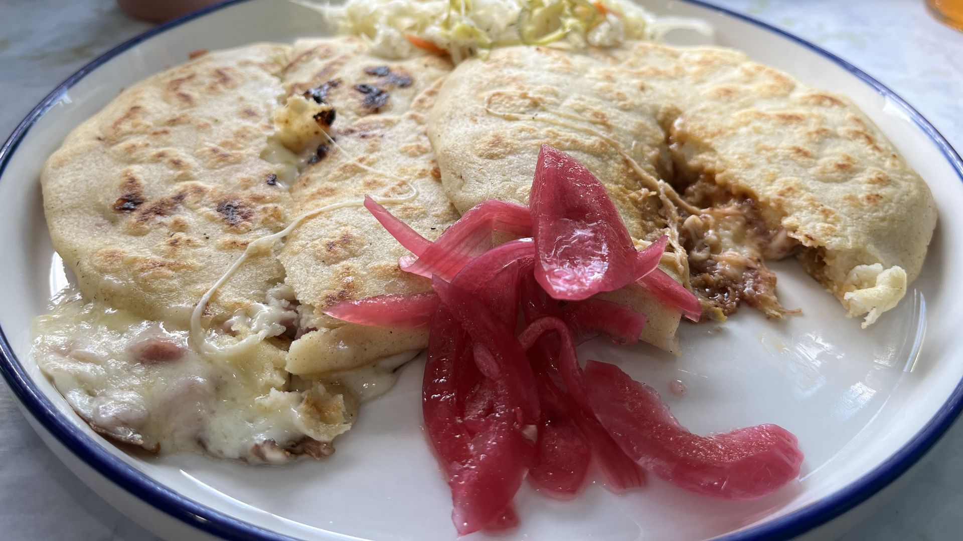 Two pupusas from Pupusatime Hollywood