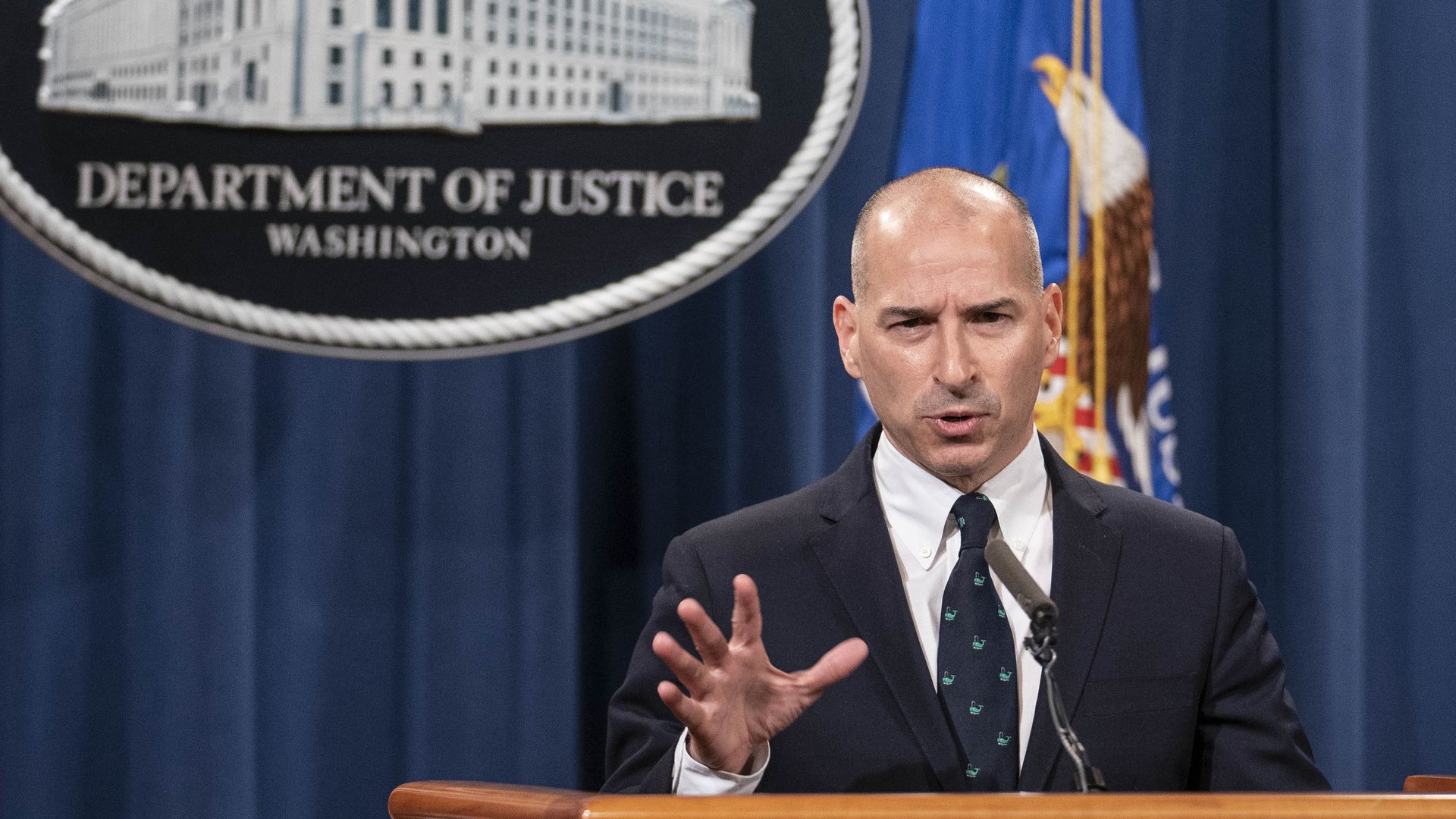 Michael Sherwin, acting U.S. attorney for the District of Columbia, speaks during a news conference in Washington, D.C, U.S., on Tuesday, Jan. 12