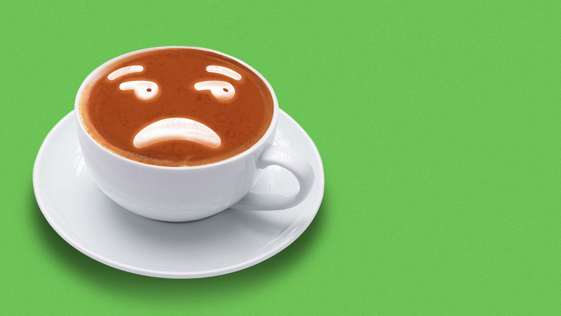 Illustration of a side eye emoji as foam on a latte.