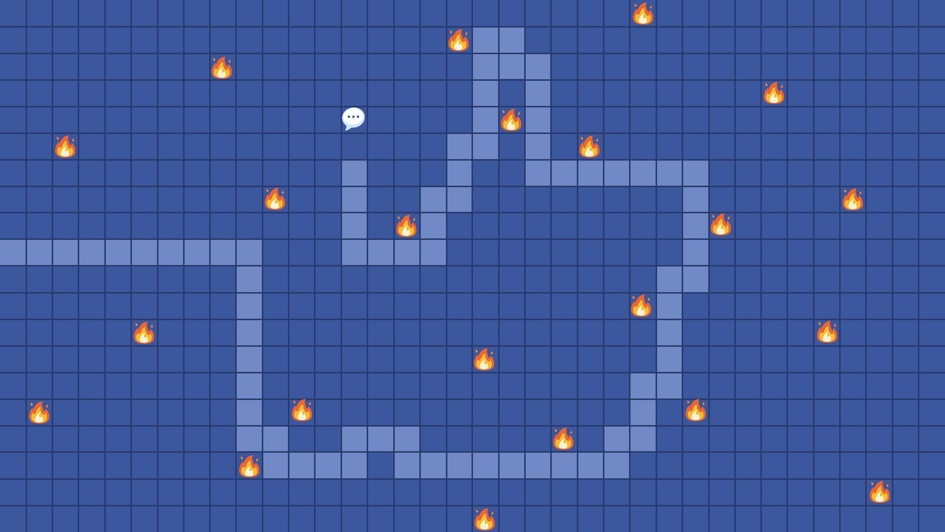 Facebook logo in a minefield, like the PC game minesweeper
