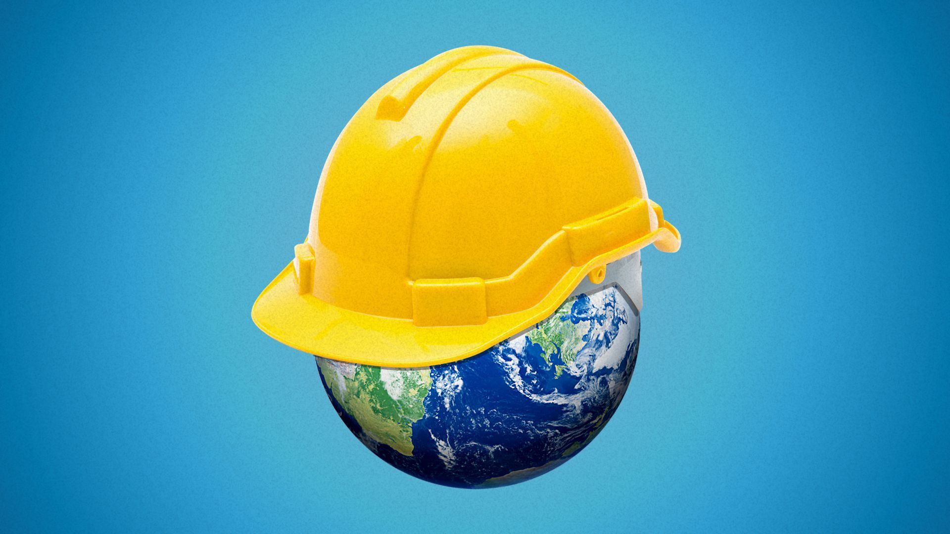 Illustration of the Earth with a hardhat on.