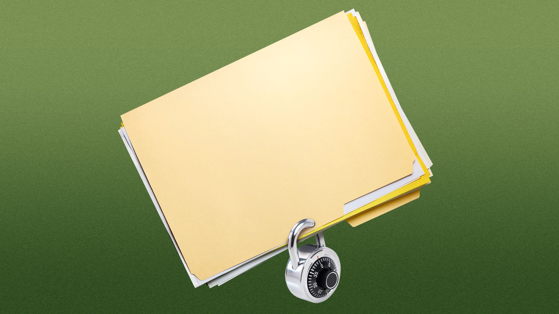 Illustration of a manila folder closed with a padlock.