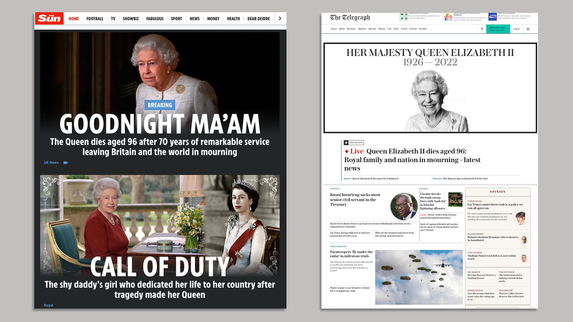 British press mourns the death of Queen Elizabeth II