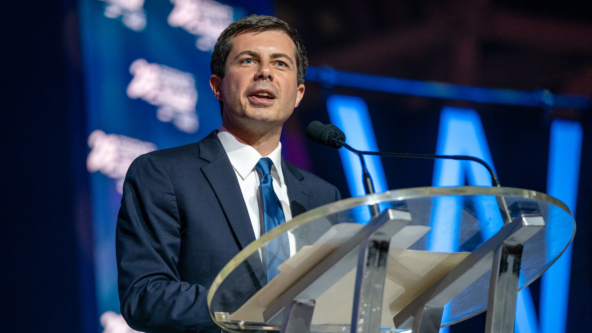 Mayor Pete Buttigieg speaks at the 25th Essence Festival at Ernest N. Morial Convention Center on July 07.