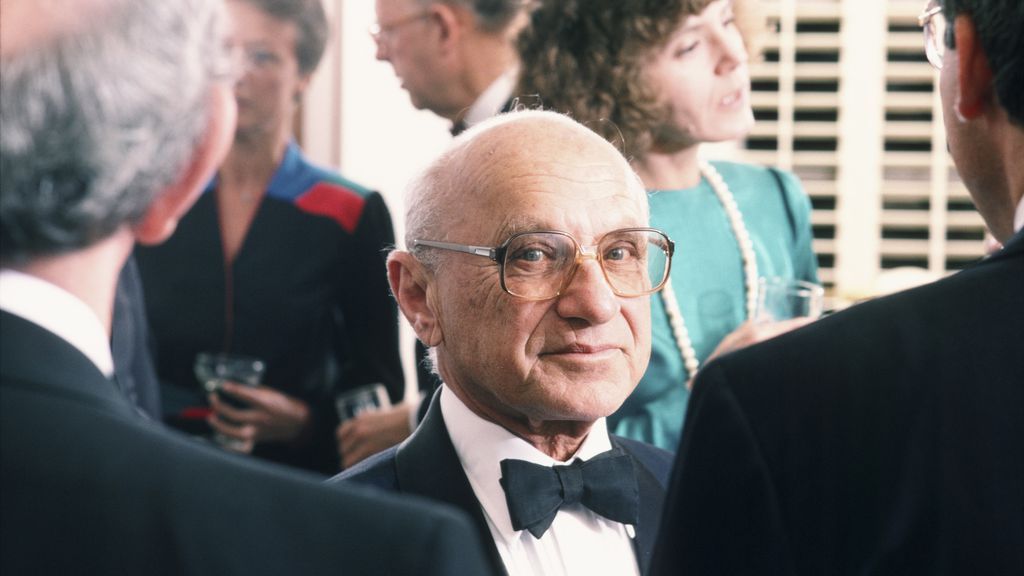 A photo of economist Milton Friedman in 1986.