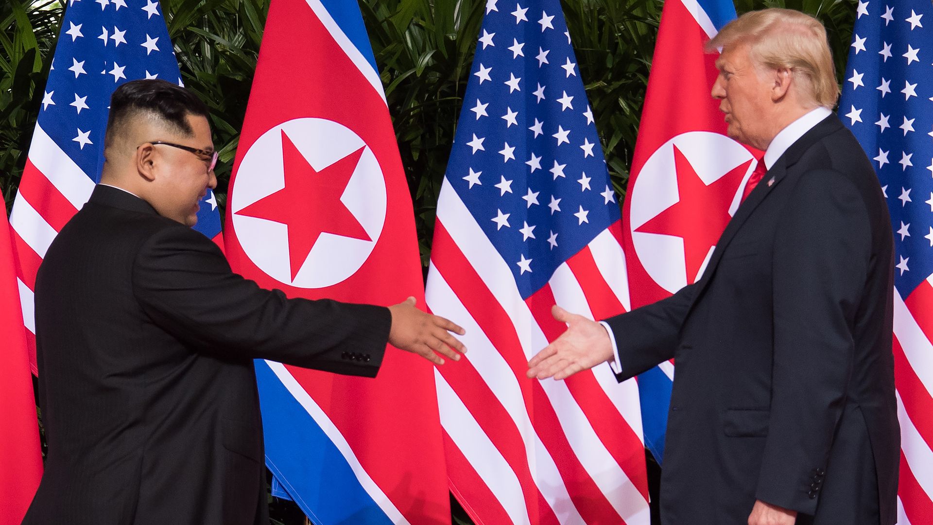  North Korea's leader Kim Jong Un and President Trump 