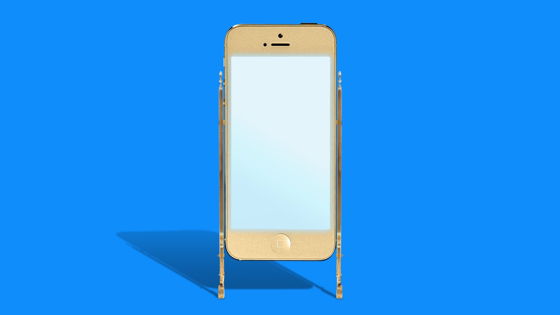 Illustration of a phone as a standing mirror. 