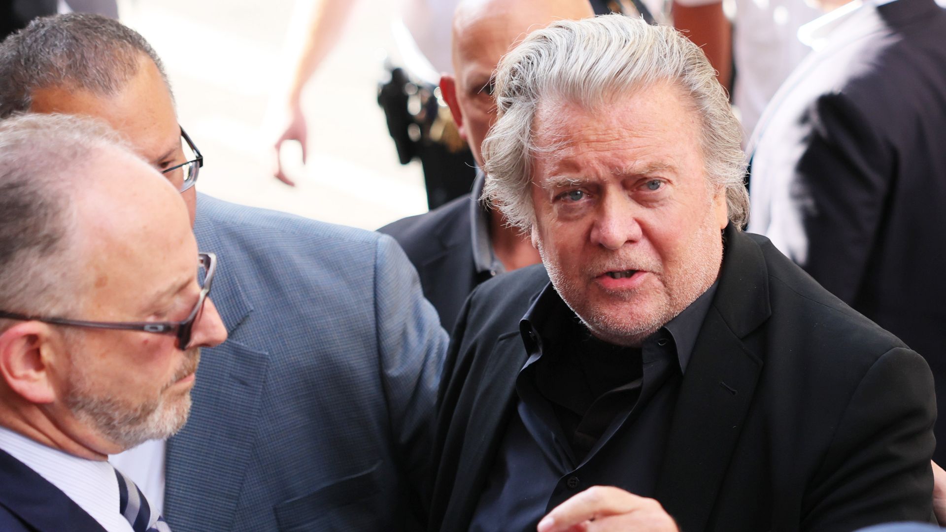 Steve Bannon, former advisor to former President Donald Trump arrives at the NY District Attorneys office