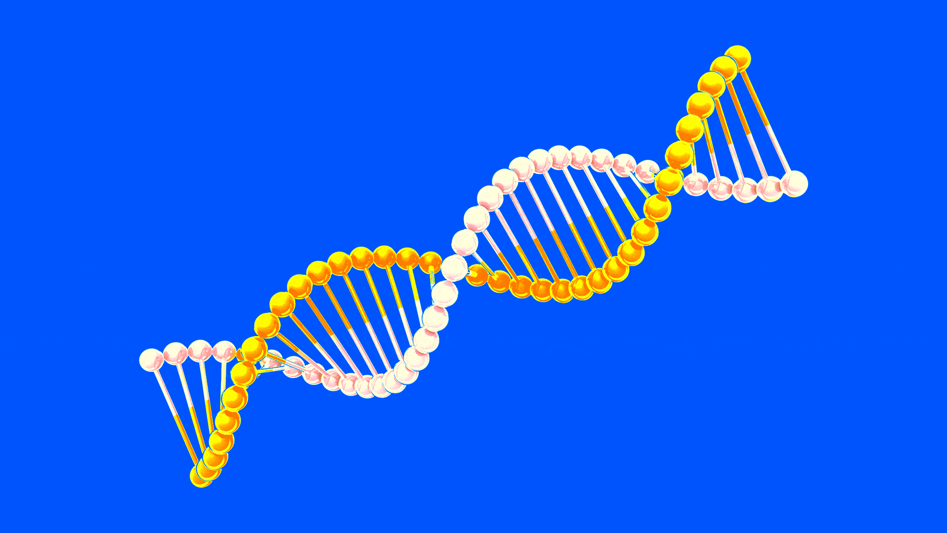 Animated GIF of DNA strand becoming pixelated 