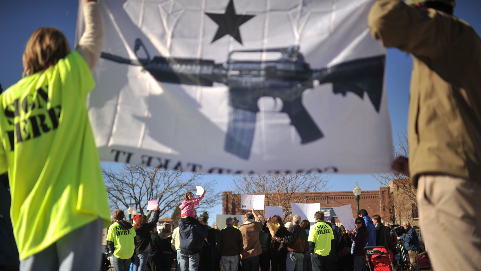 Protesters demonstrate ahead of a 2013 special recall election.