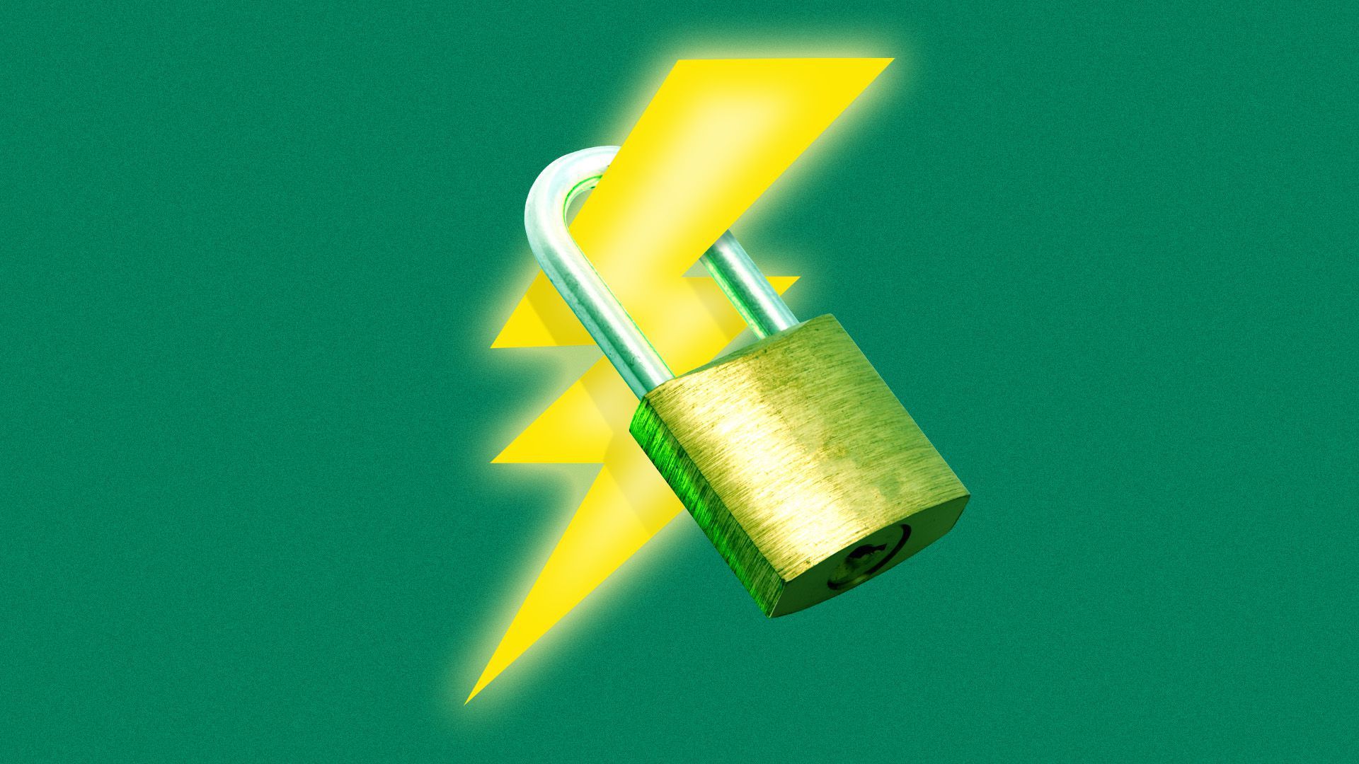 An illustration of a lock on a lightening bolt. 
