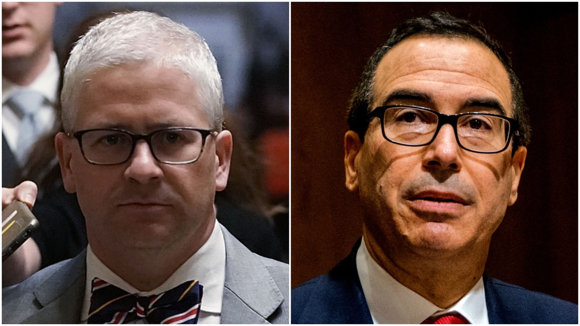 Profile shots of Pat McHenry and Steve Mnuchin