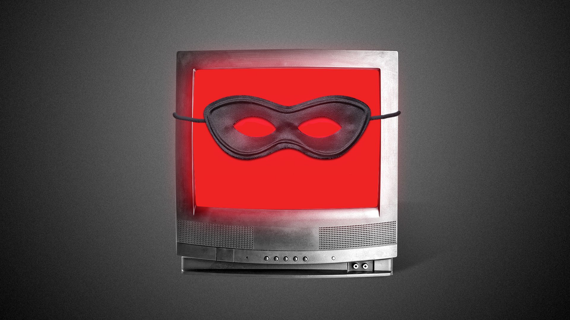 Illustration of a TV wearing a bandit's mask. 
