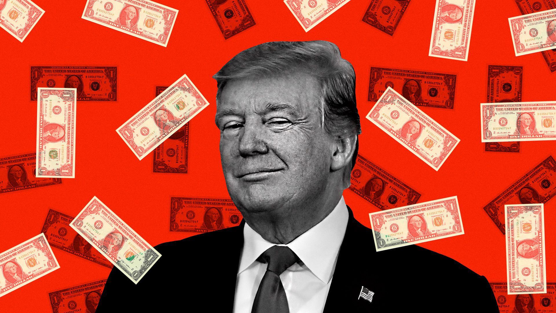 Trump surrounded by money