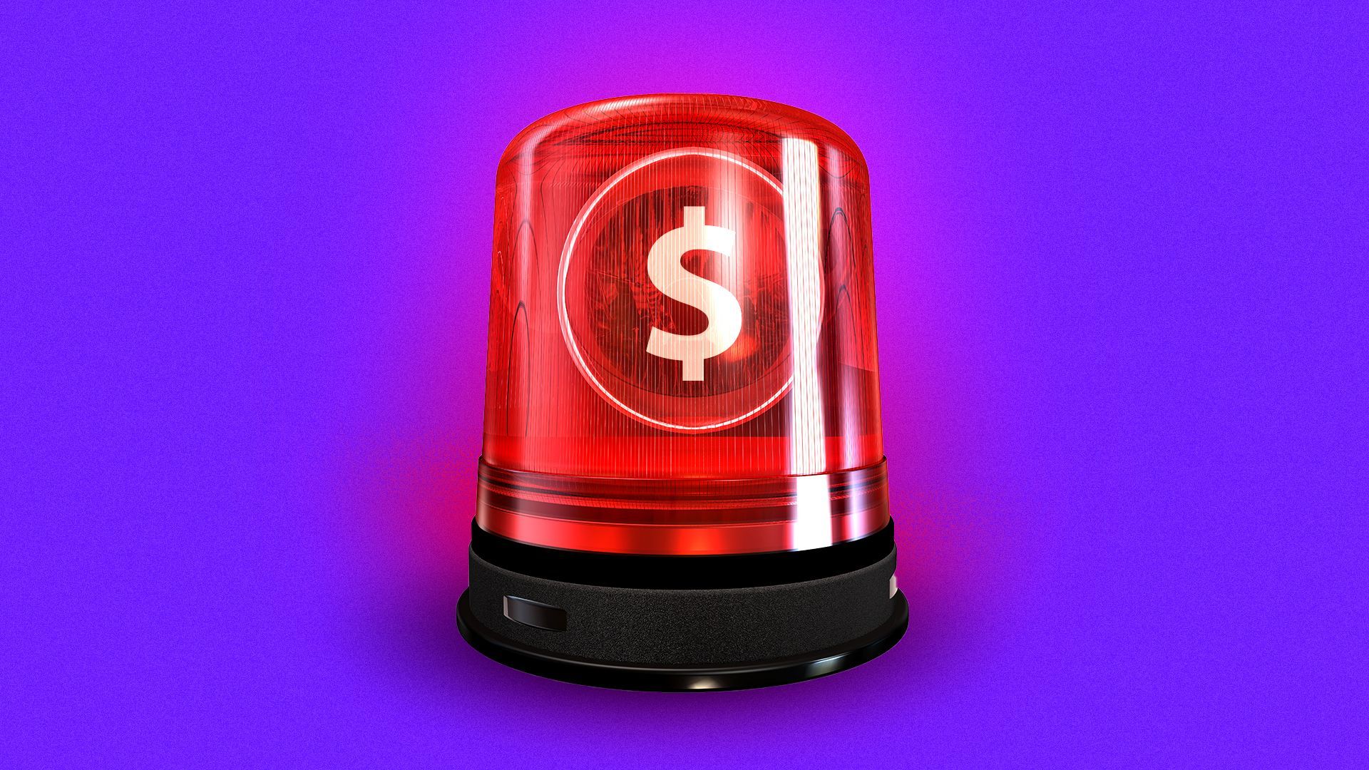 Illustration of an alarm light with a dollar bill sign on the front