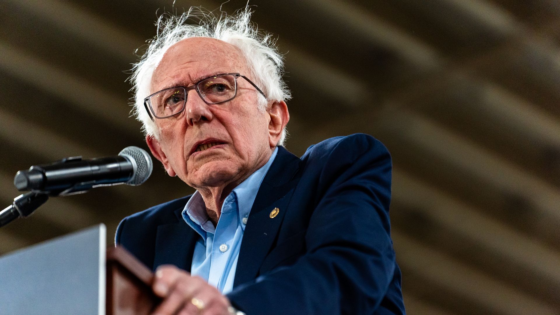 Senator Bernie Sanders (I-VT) speaks at the Fighting Oligarchy rally in Harrisburg, Pennsylvania, United States, on May 2, 2025. (Photo by Nathan Morris/NurPhoto via Getty Images)
