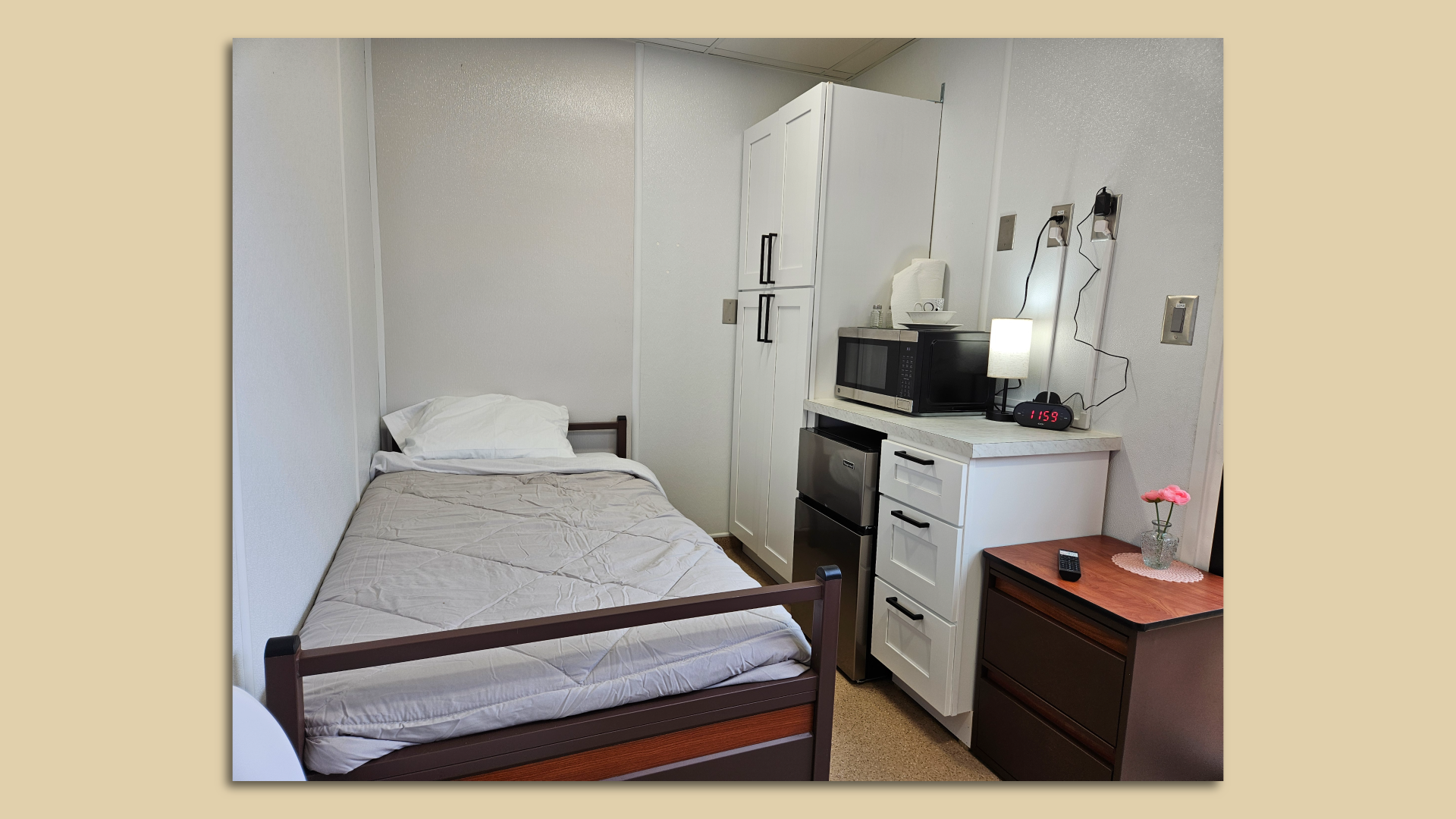 A room inside The Melody, which provides permanent housing for homeless people. 