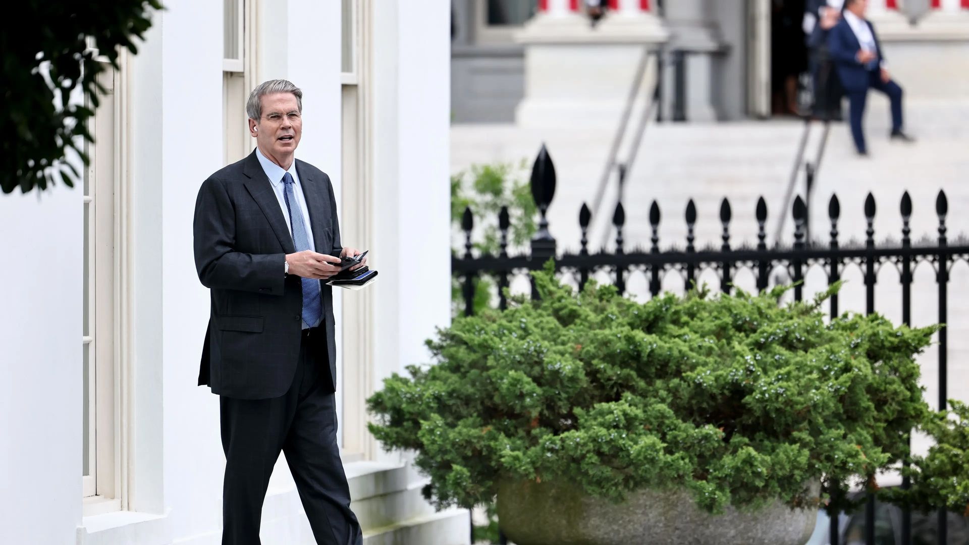 Treasury Secretary Scott Bessent outside the West Wing last week. Photo: Aaron Schwartz/CNP via Getty Images