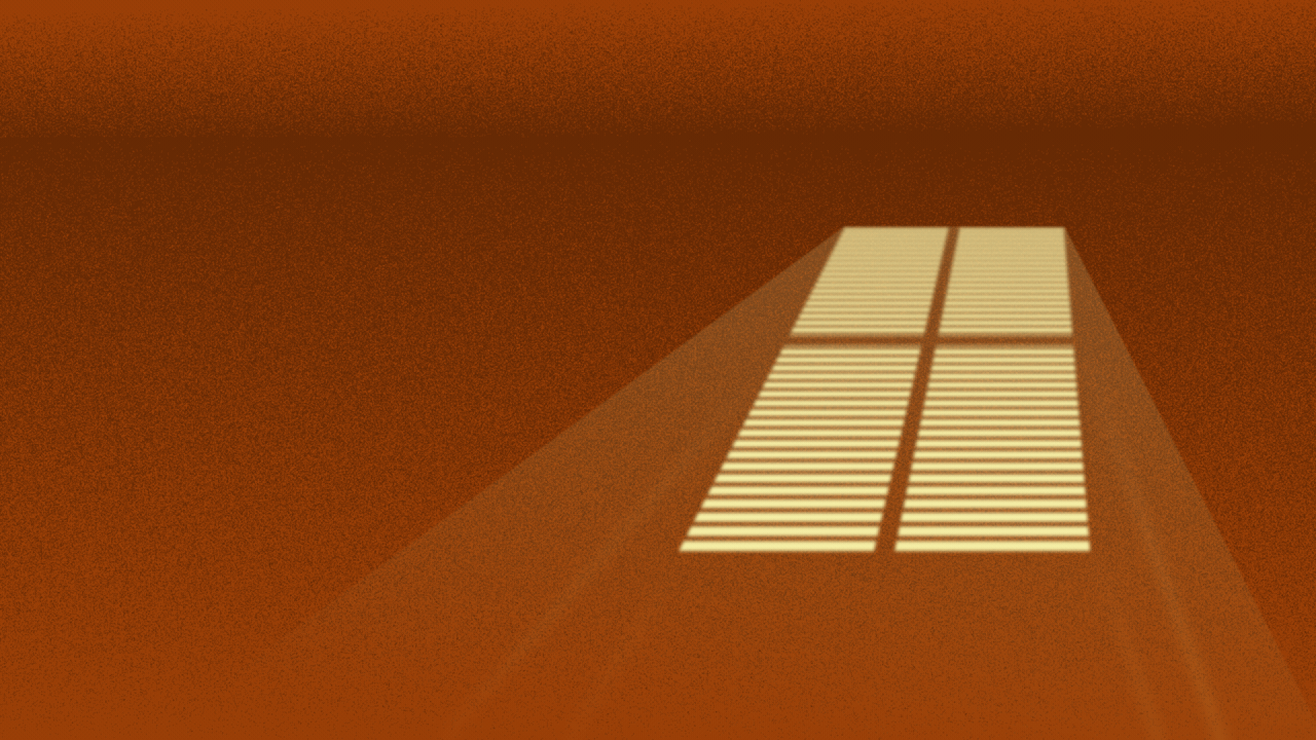 Animated illustration of sunlight hitting the floor through a window with blinds on it, and the window shape changes into an exclamation point.