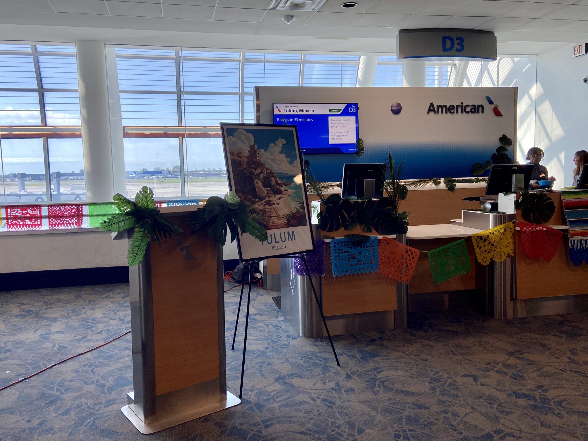 American Airlines gate to Tulum.