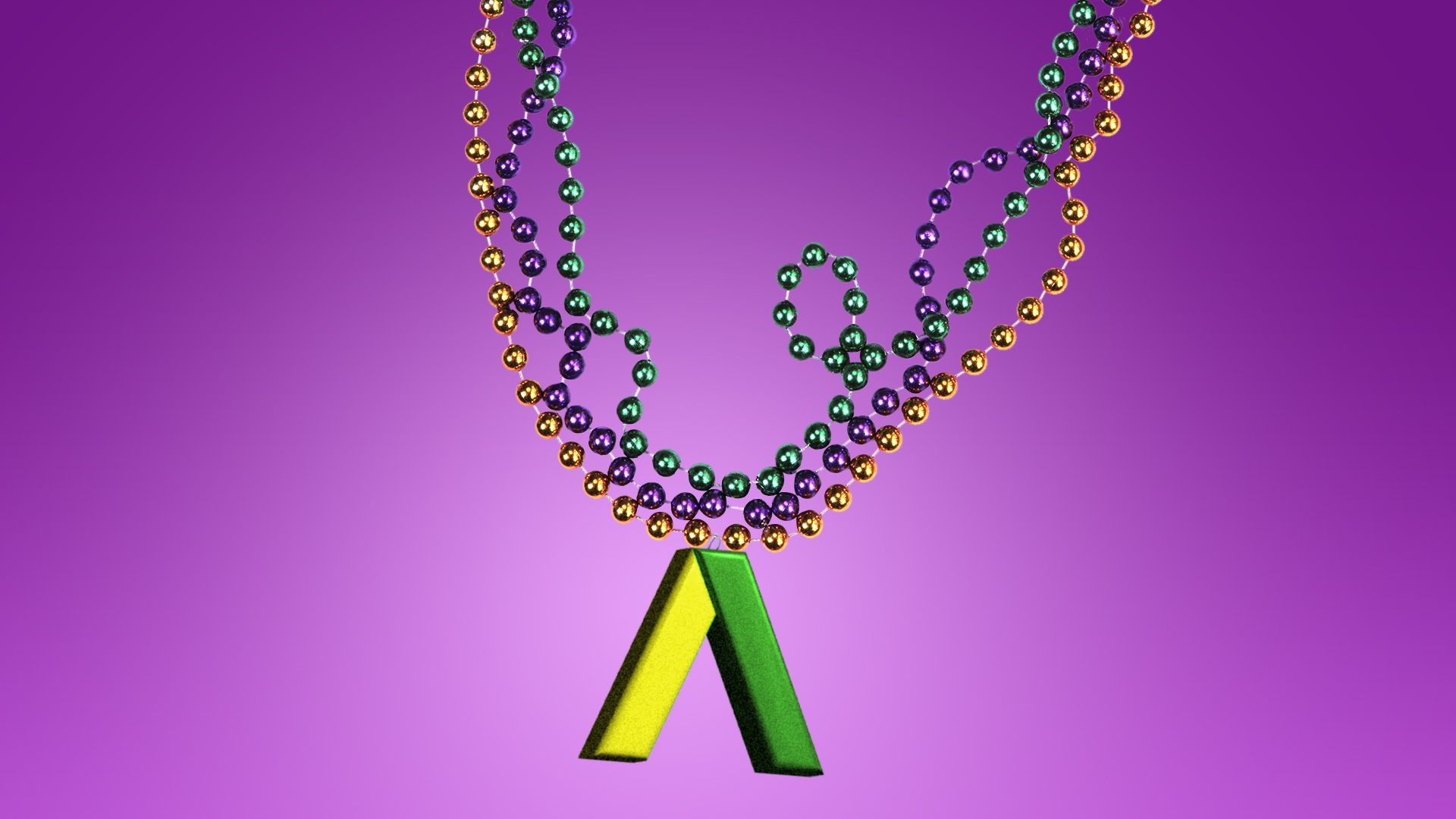 Illustration of Mardi Gras beads with an Axios logo pendant