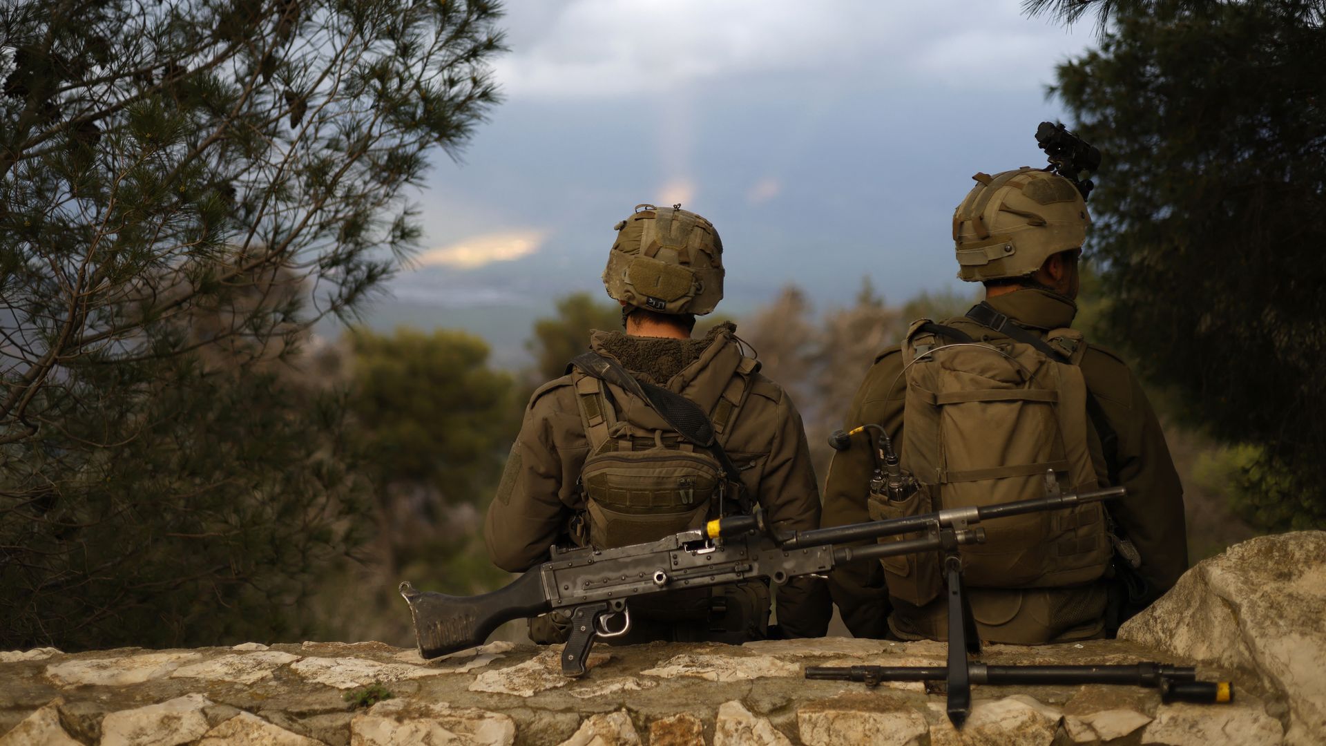 Israeli soldiers take a position along the Israel-Lebanon border on March 4. 