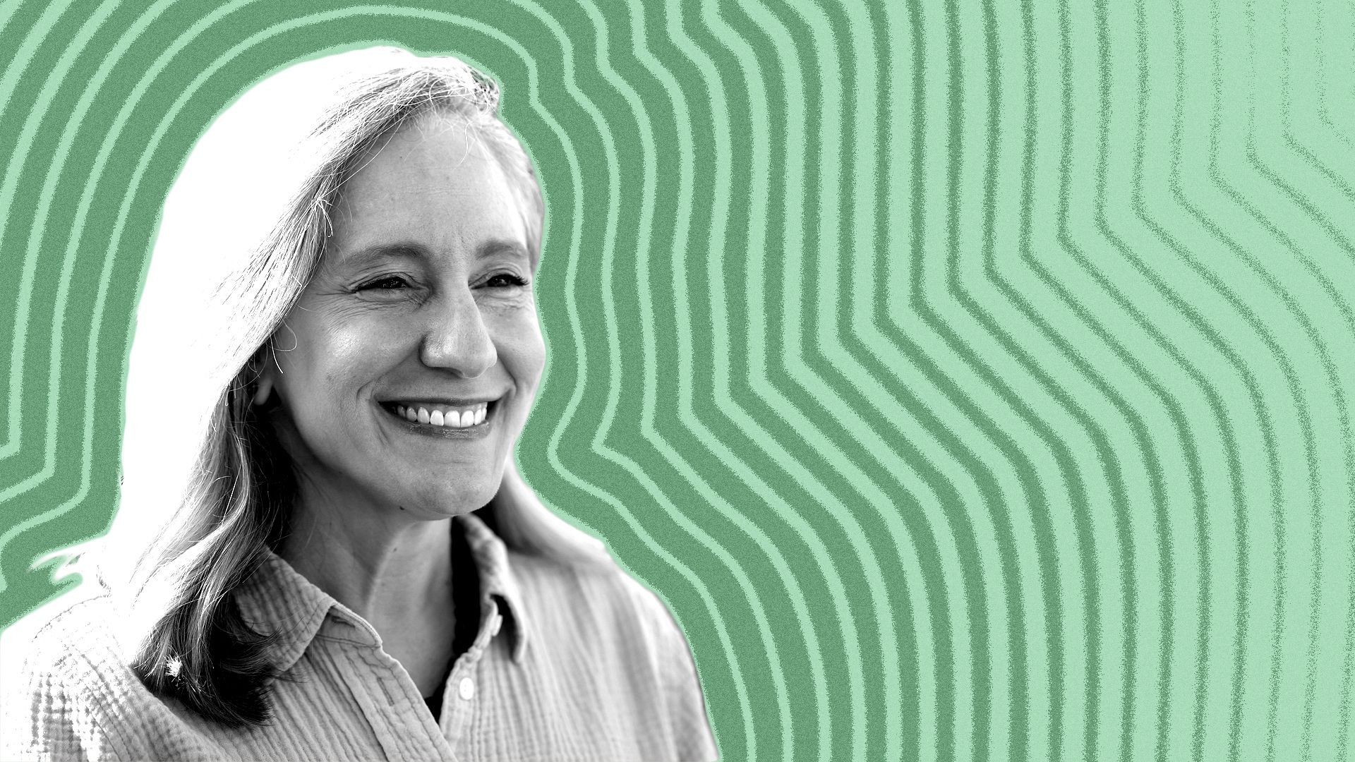 Photo illustration of Abigail Spanberger surrounded by radiating lines.