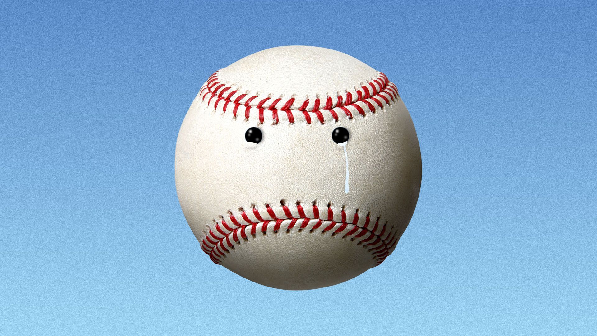 Illustration of a crying baseball
