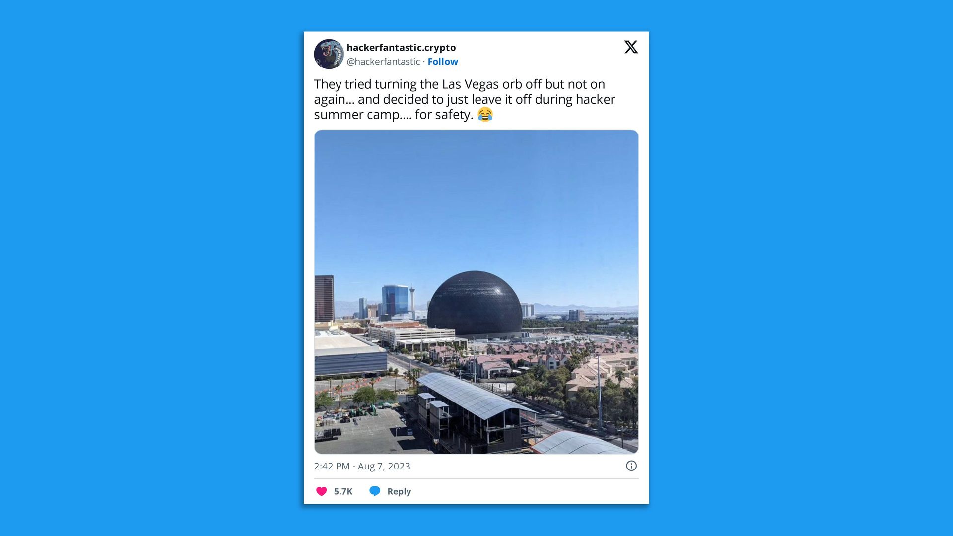 Screenshot of a tweet about the Las Vegas orb 