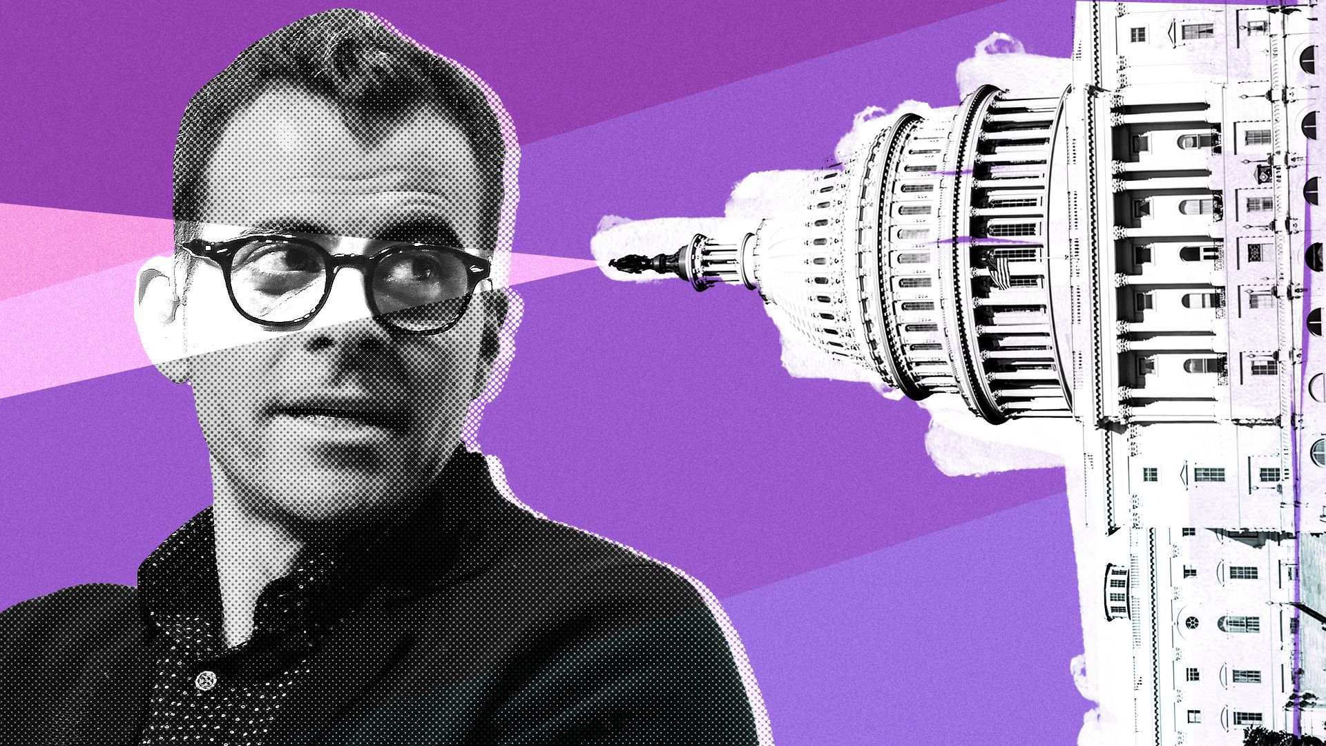 Photo illustration of the US Capitol building shining a light in Adam Mosseri’s eyes.