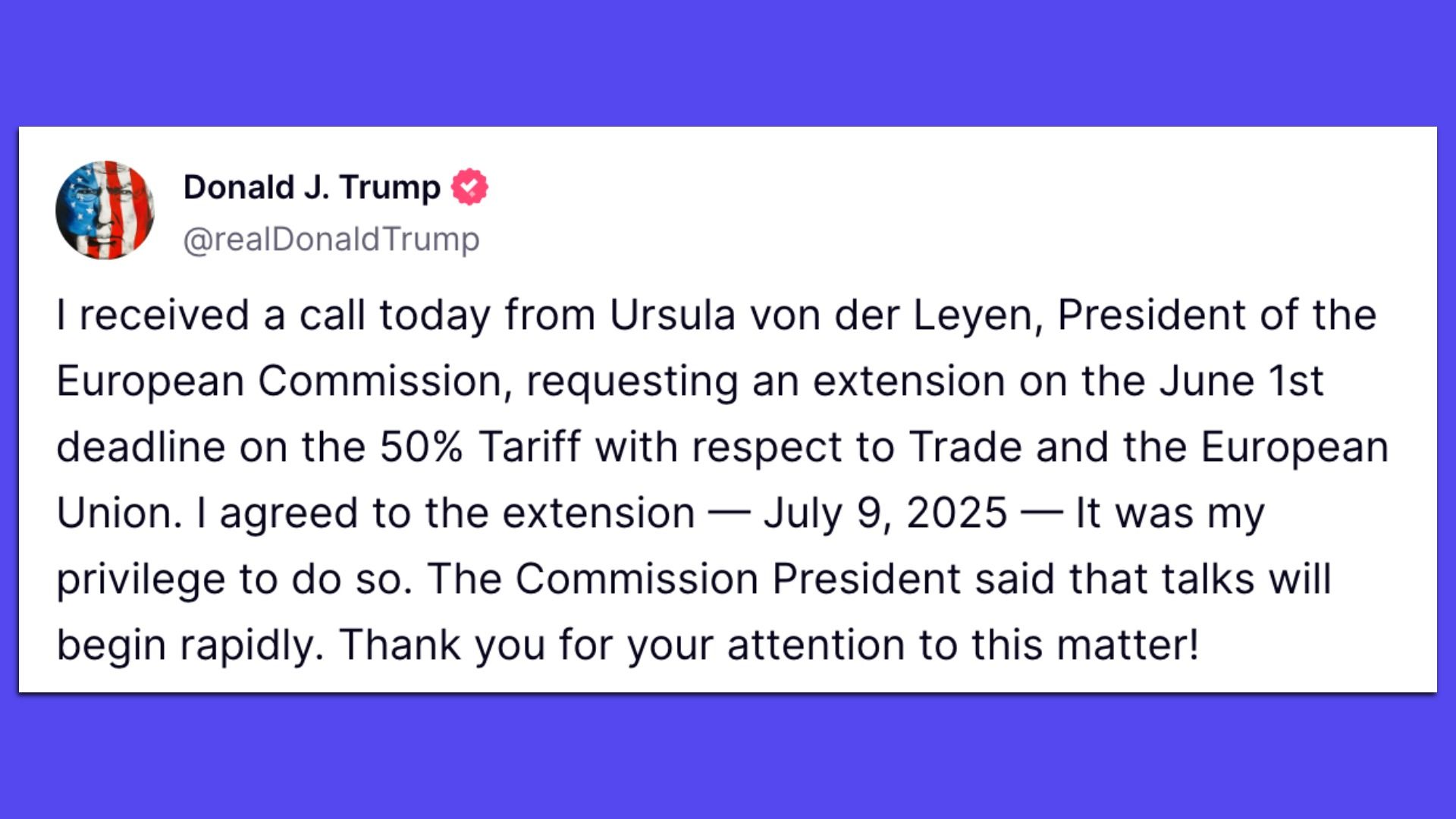 Trump Truth Social post