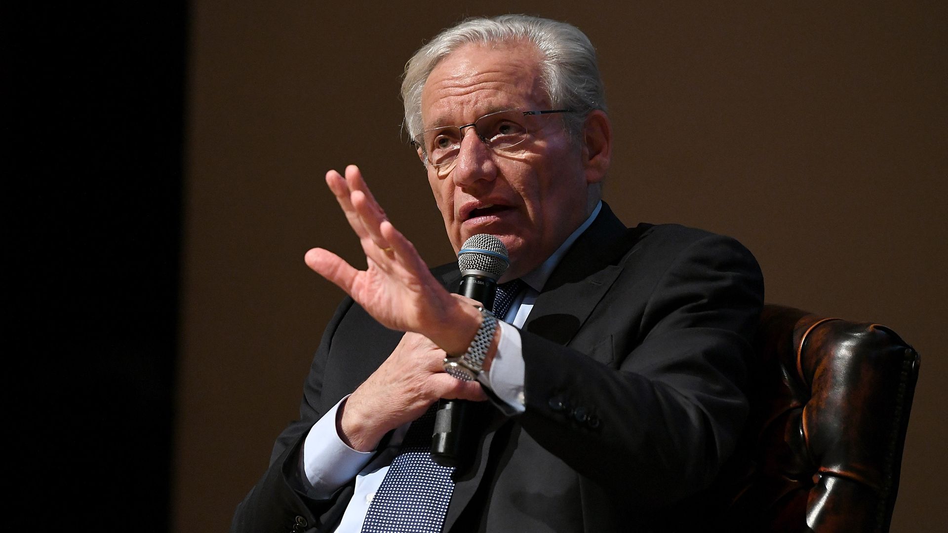 Bob Woodward presents onstage at 'A Morning With Bob Woodward' at American Jewish University on April 7, 2019 in Los Angeles