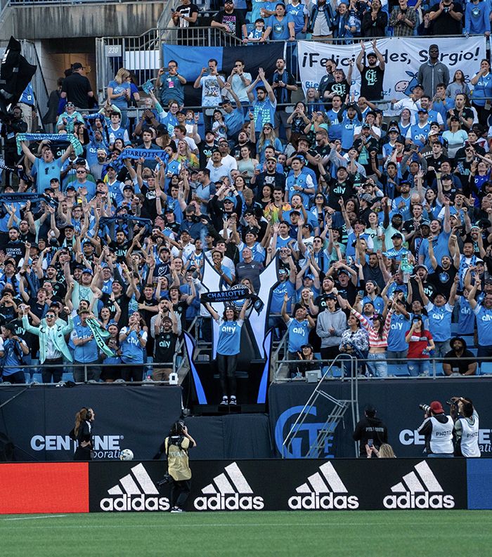 Charlotte FC's prematch coronation in the supporters' section. Photo: Andy Weber/Axios 
