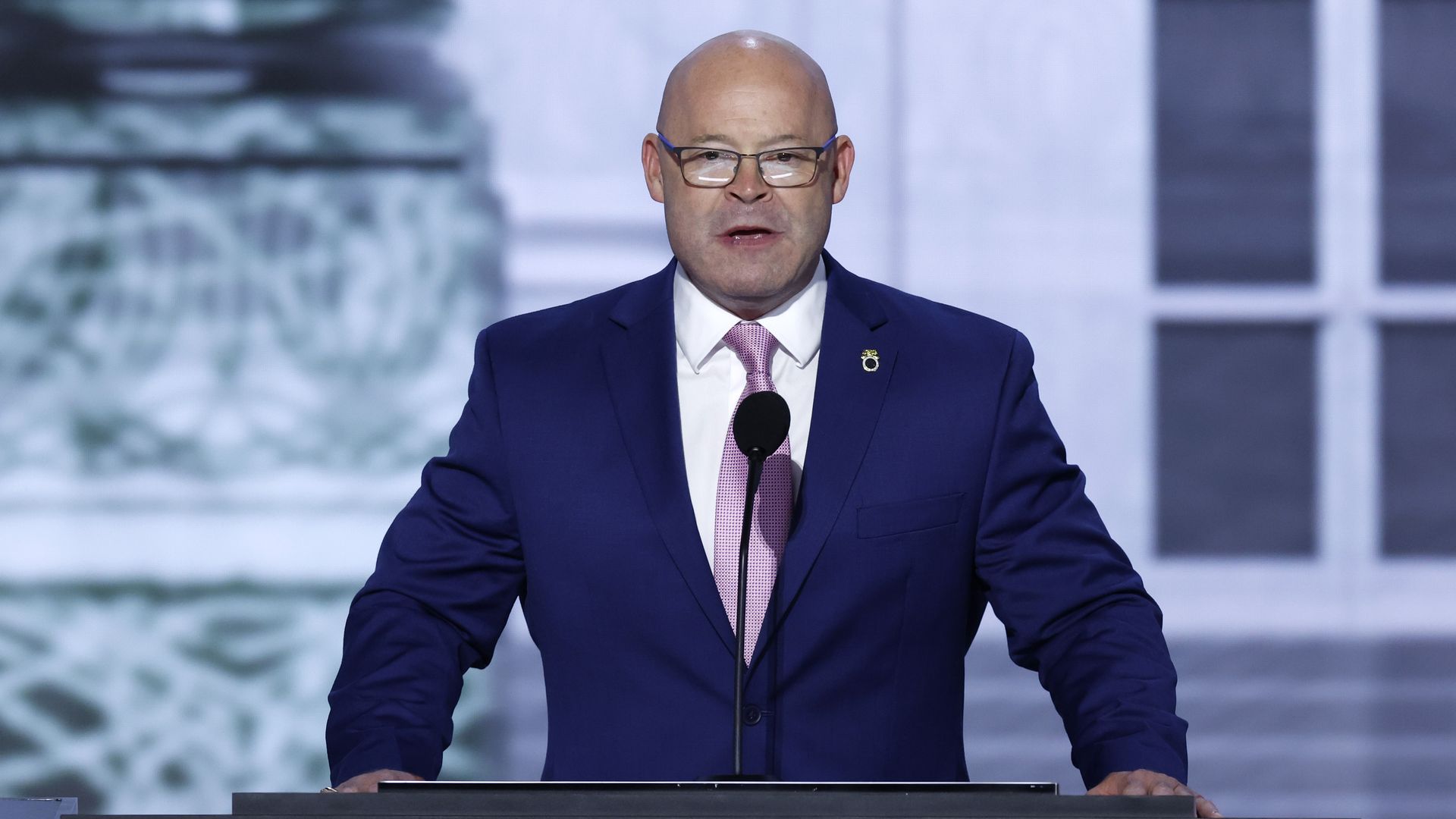 President of the International Brotherhood of Teamsters Sean O’Brien speaks on stage on the first day of the Republican National Convention at the Fiserv Forum on July 15, 2024 in Milwaukee, Wisconsin.