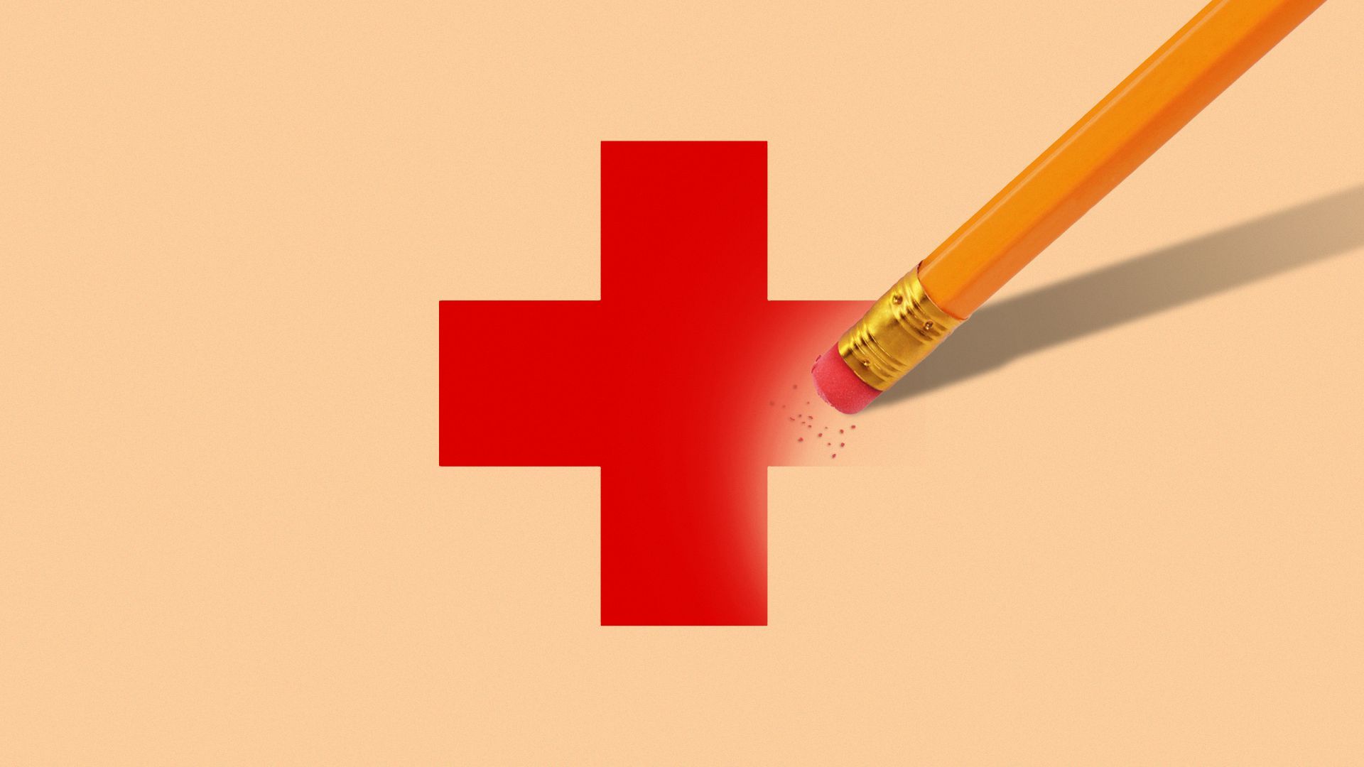 Illustration of a medical cross being erased by a pencil
