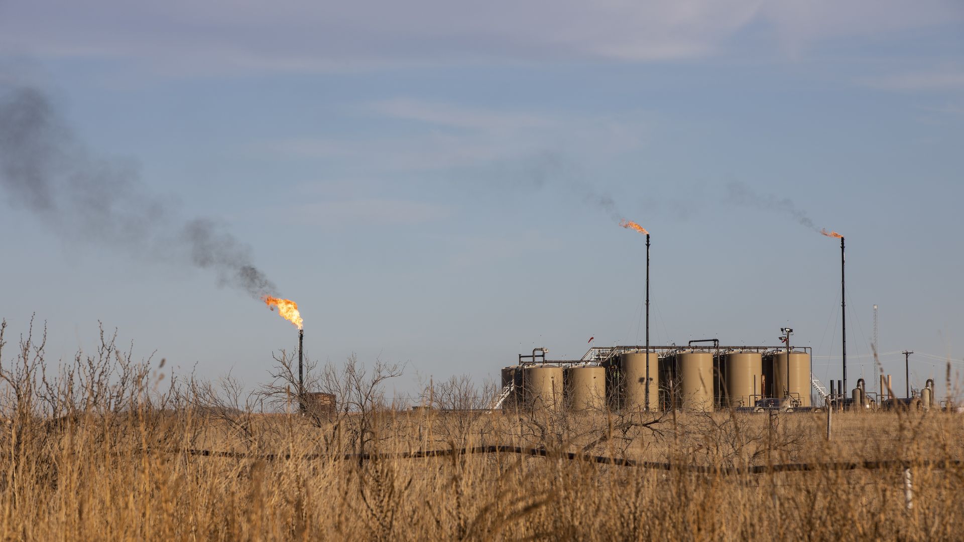 Flares burning natural gas in Midland.