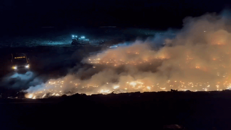 A video of a landfill fire.