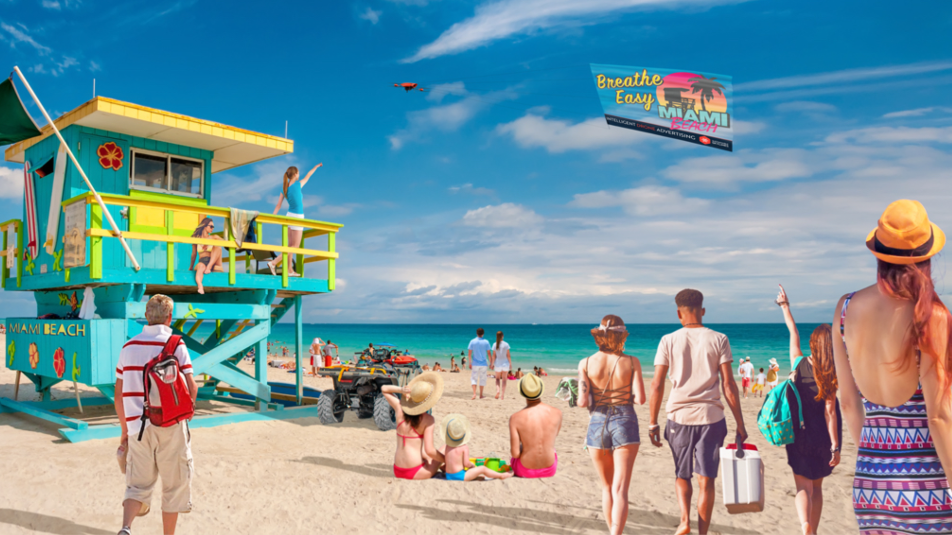 A rendering of the new advertising drones launching in Miami Beach
