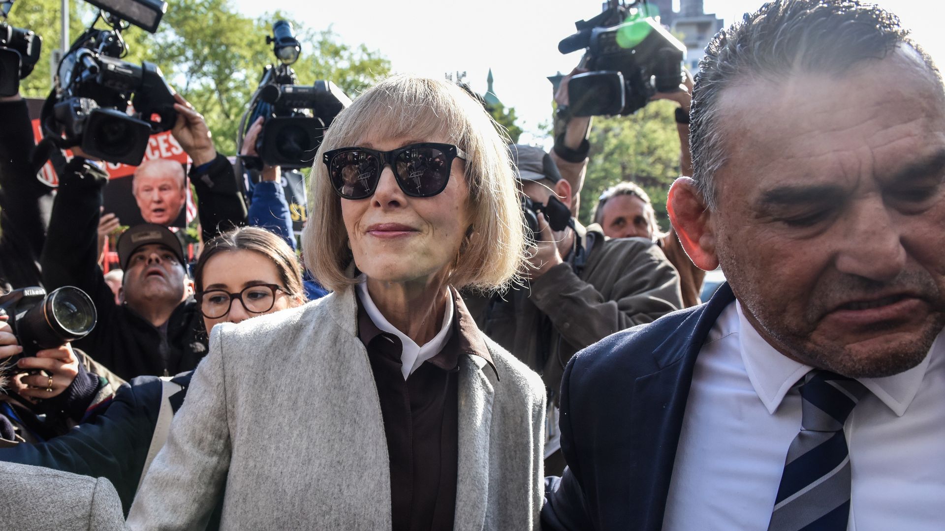 Author E. Jean Carroll arriving at a federal court in New York on April 23. 