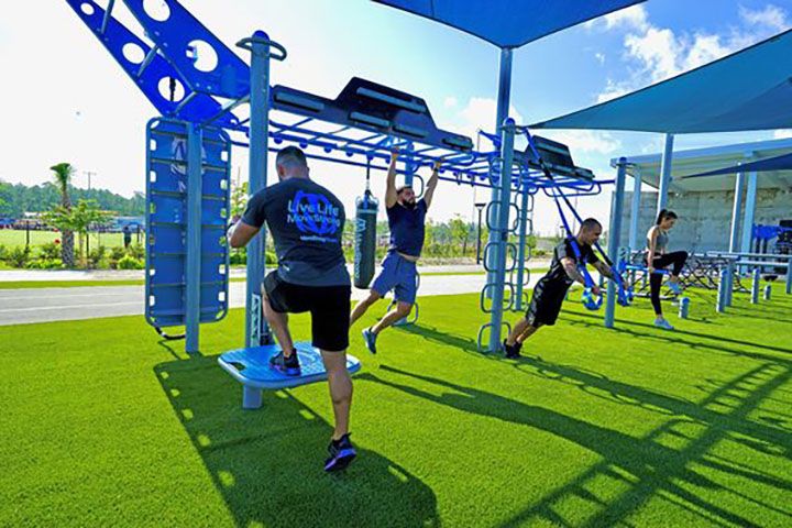 Outdoor fitness rendering at CLT Destination District.