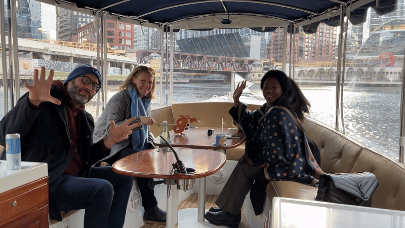 people acting goofy on a boat