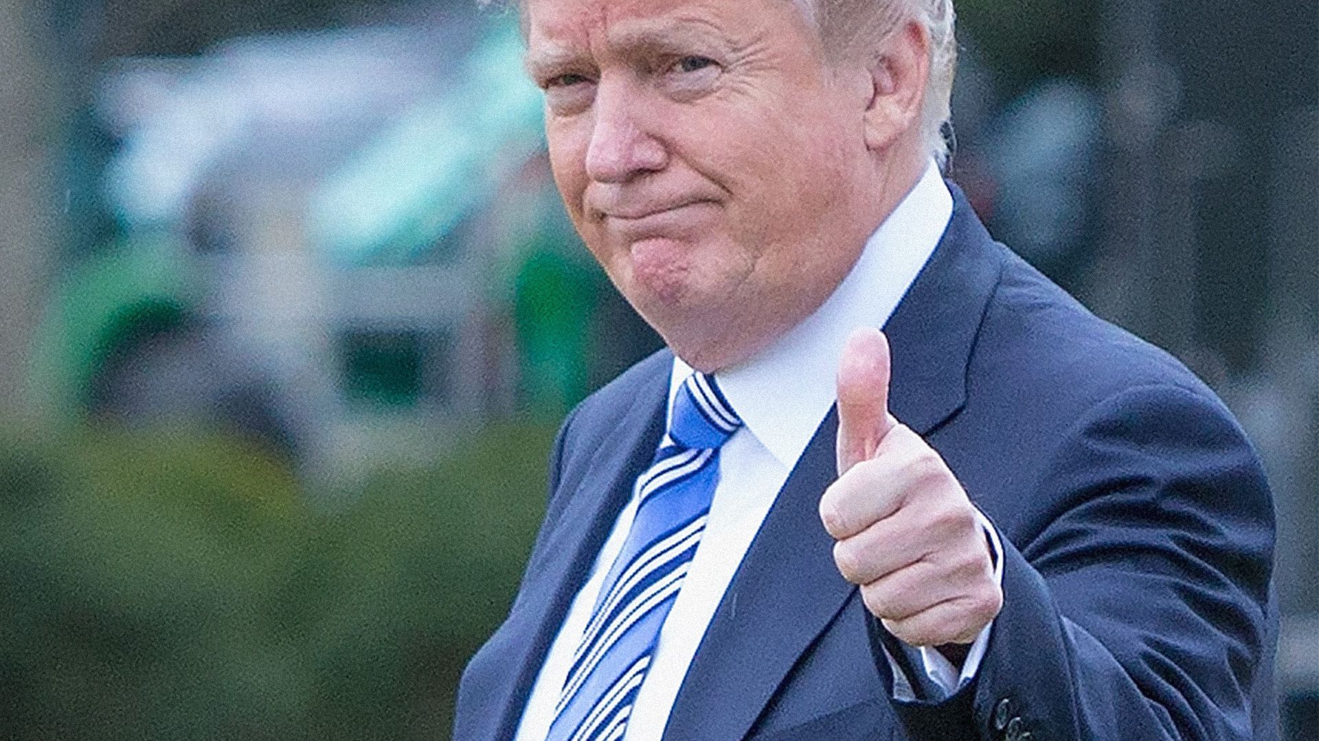 Trump thumbs up.