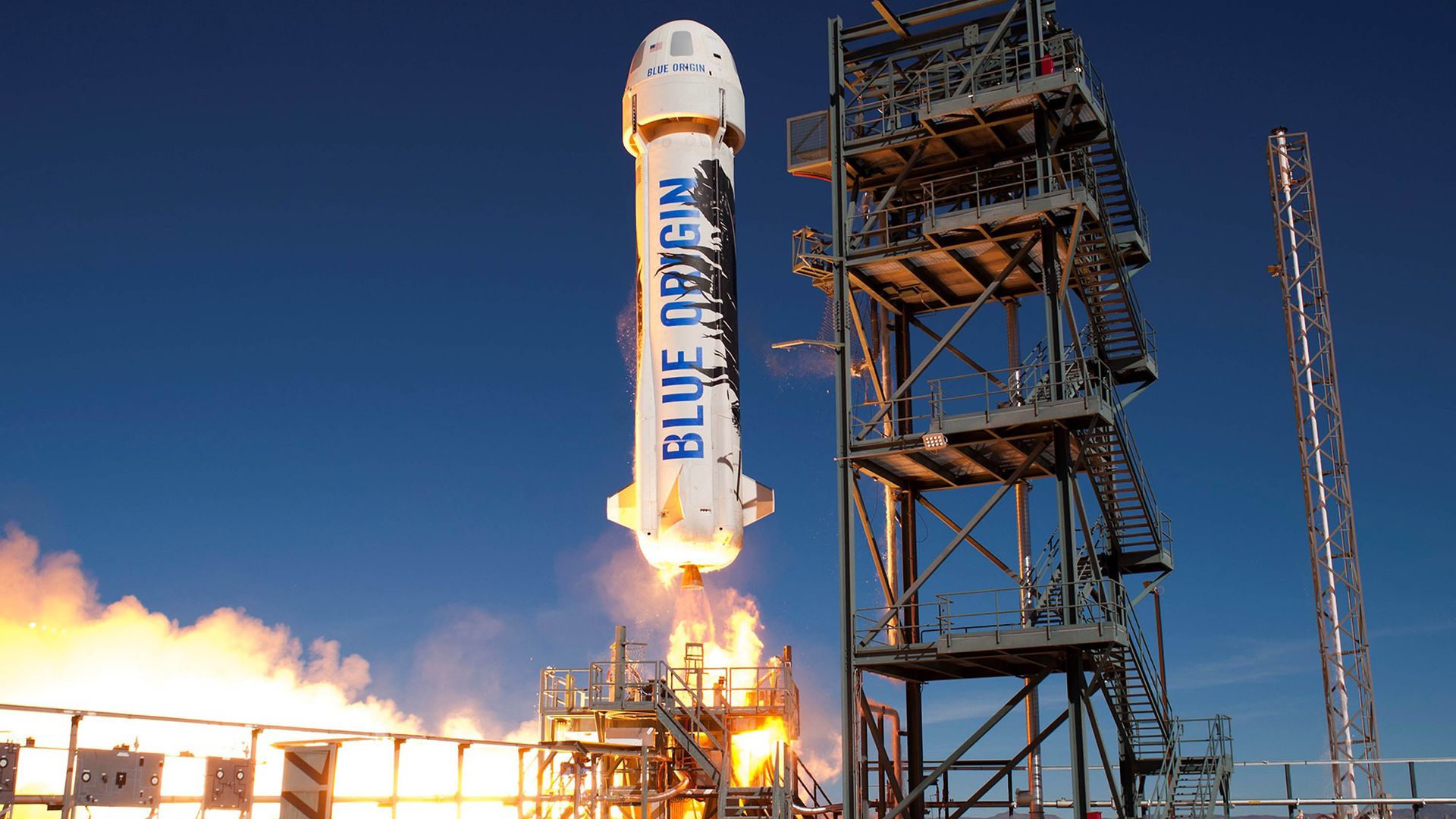 Blue Origin's New Shepard rocket launching 