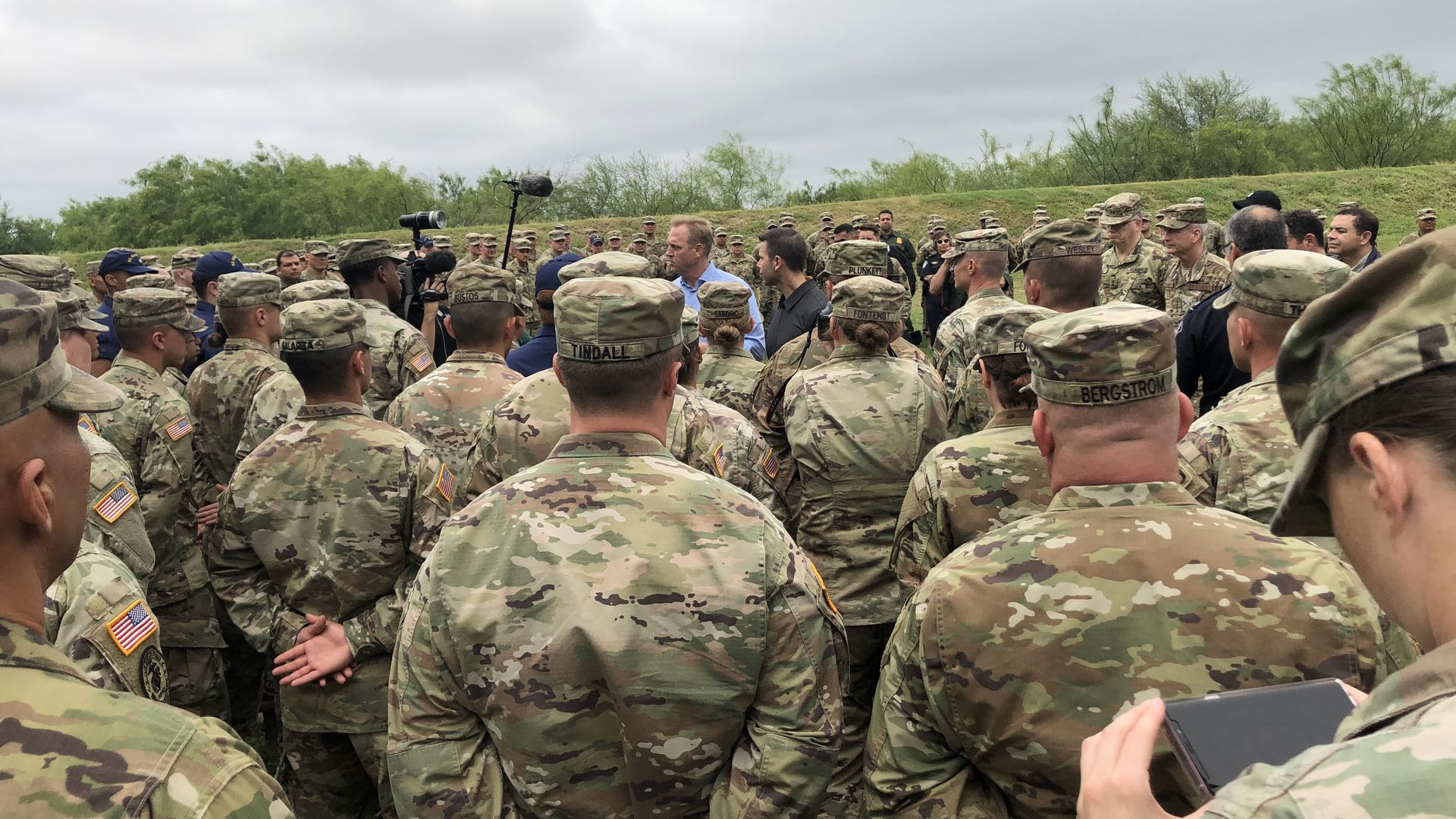 Shanahan speaking to troops serving at the border and some CBP personnel