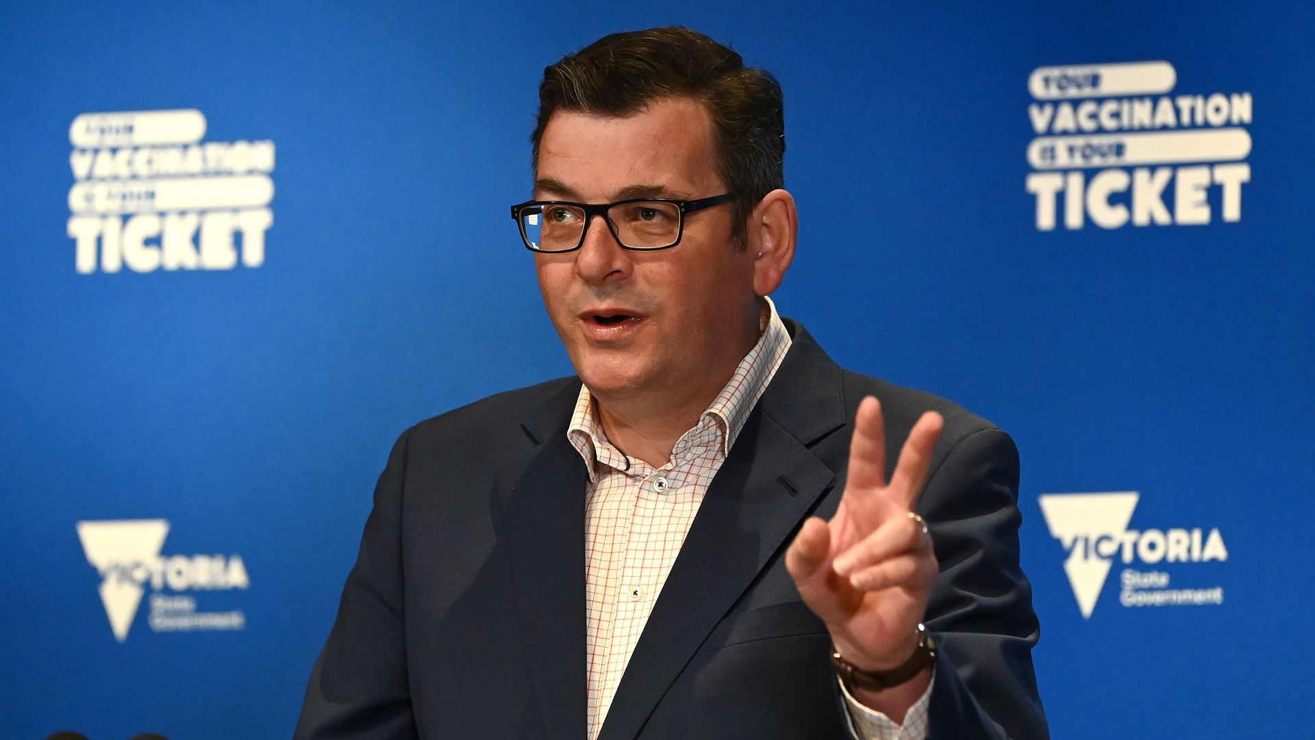   Victorian Premier Daniel Andrews during a news conference in Melbourne, Australia, on Sunday. 