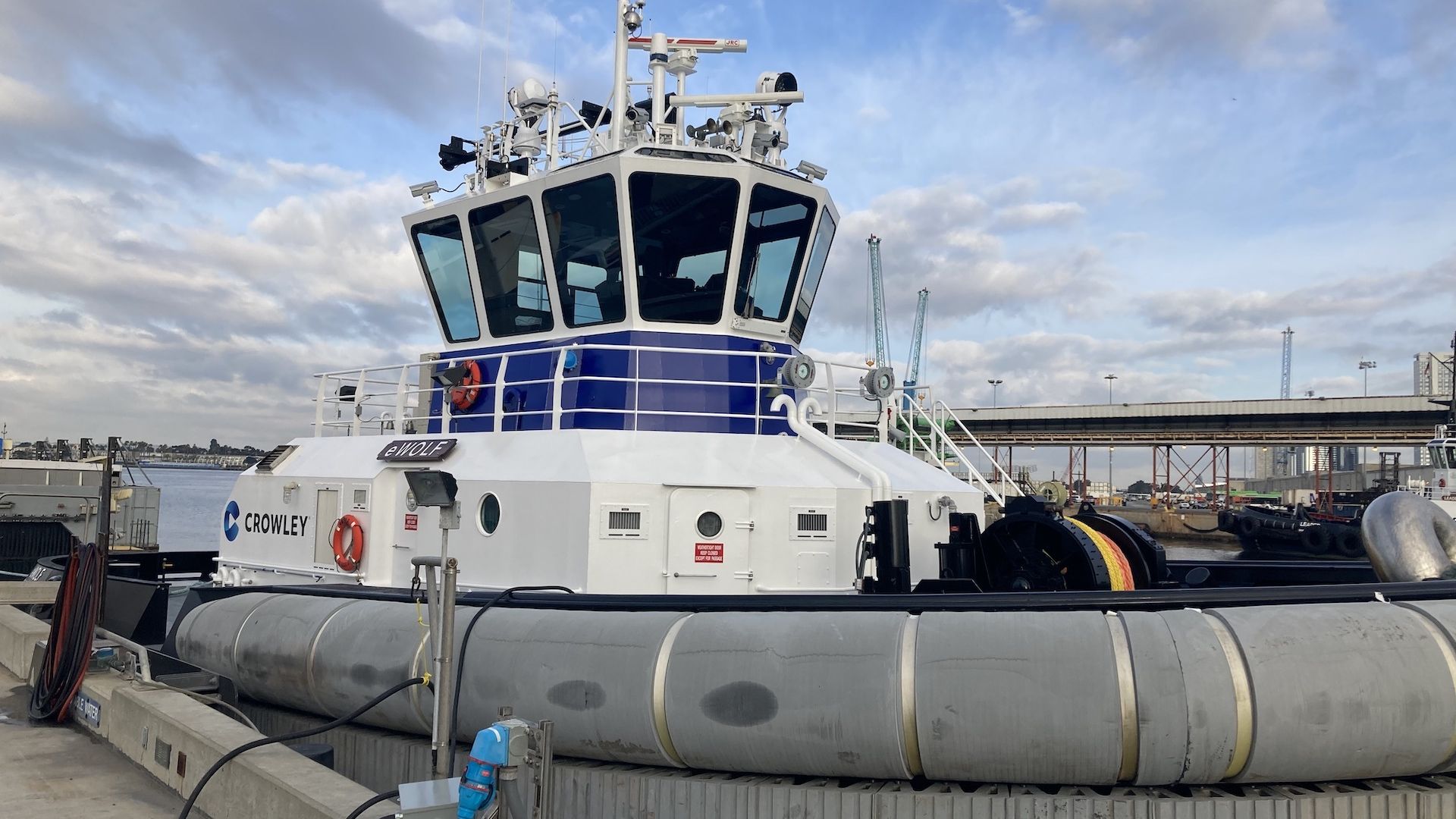 An electric tugboat in San Diego Bay